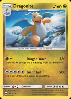 2017 Sun & Moon Dragonite #96 card