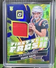 Drake Maye 2024 Panini Donruss Optic First Year Fresh Blue Hyper card