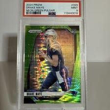 2024 Panini Prizm Drake Maye Neon Green Pulsar #329 card