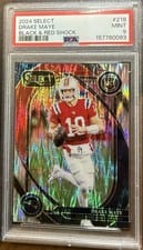 2024 Panini Select Drake Maye Black Red Prizm Shock #218 card