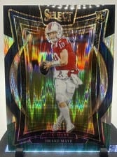 2024 Panini Select Drake Maye Black Green Prizm Shock #27 card