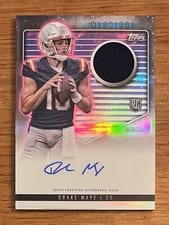 Drake Maye 2024 Topps Midnight Rookie Jersey Autographs card