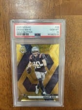 2025 Panini Mosaic Drake Maye Gold Glitter #28 card