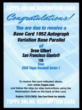 2026 Topps Drew Gilbert 1952 Variation Autograph #155 card
