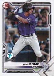2021 Bowman 1st Edition Base Set Drew Romo #BP-126 card