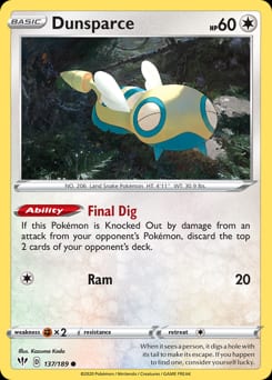 Darkness Ablaze Dunsparce #137 card