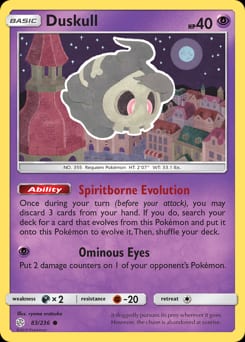 2019 Cosmic Eclipse Duskull #83 card