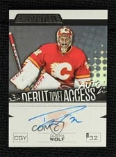 2023-24 Upper Deck Credentials Debut Ticket Access Autograph Dustin Wolf #DTAA-DW card