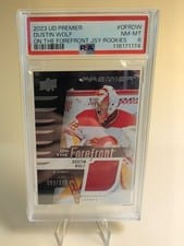 2023-24 Upper Deck Premier On the Forefront Rookies Jersey Dustin Wolf #OFR-DW card