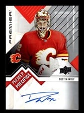 2023-24 Upper Deck Premier Premier Precipice Rookies Autograph Dustin Wolf #PPR-DW card