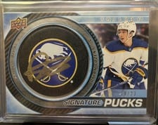 2022-23 Upper Deck Trilogy Signature Pucks Dylan Cozens #SP-DC card