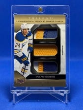 2023-24 Upper Deck Trilogy Honorary Triple Swatches Dylan Cozens #HTS-DC card