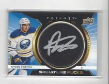 2023-24 Upper Deck Trilogy Signature Pucks Dylan Cozens #SP-DC card