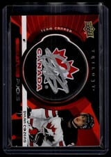 2023-24 Upper Deck Trilogy Team Canada Signature Pucks Dylan Cozens #TCSP-DC card