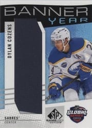 2025-26 SP Game Used 2024 Global Series Devils vs. Sabres Banner Year Relics Dylan Cozens #BYGSC-DC card