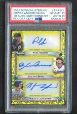 Dylan Crews / Wyatt Langford / Paul Skenes 2024 Bowman Sterling Triple Refractor Autographs card