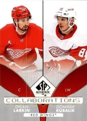 2022-23 SP Authentic Collaborations Dylan Larkin/Dominik Kubalik #C-23 card