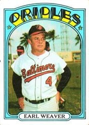 1972 Topps Base Set Earl Weaver #323 card