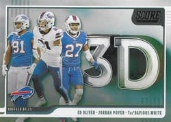 2020 Score 3D Ed Oliver / Jordan Poyer / Tre'Davious White #3D-ETJ card