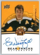 2023-24 Upper Deck Boston Bruins Centennial Bear Tracks Autographs Ed Westfall #BT-EW card