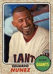 2017 Topps Heritage Base Set Eduardo Nunez #44 card