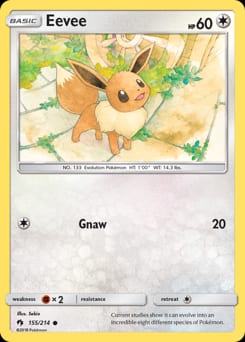 2018 Lost Thunder Eevee #155 card