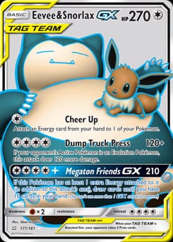 2019 Team Up Eevee & Snorlax-GX #171 card