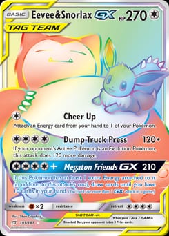 2019 Team Up Eevee & Snorlax-GX #191 card