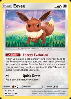 2017 Sun & Moon Eevee #101 card