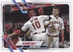 2021 Topps Base Set Elbows Only (Justin Upton / Mike Trout) #166 card
