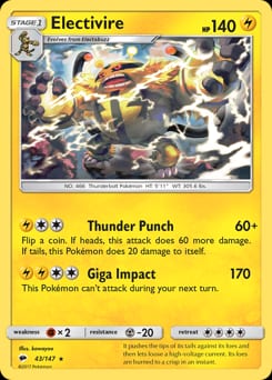 Burning Shadows Electivire #43 card