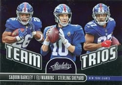 2019 Panini Absolute Team Trios Eli Manning / Saquon Barkley / Sterling Shepard #TT-NY card