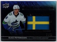 2021-22 SPx UD Black Pride of a Nation Elias Pettersson #PON-EP card