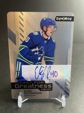 2021-22 Upper Deck Synergy Cast For Greatness Signatures Elias Pettersson #CGS-EP card