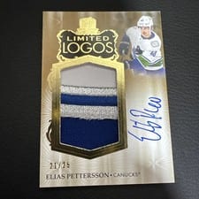 2023-24 Upper Deck The Cup Limited Logos - Autograph Patch Elias Pettersson #LL-EP card