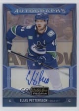 2024-25 O-Pee-Chee Platinum Blue Rainbow Autographs Elias Pettersson #BA-EP card