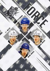 2024-25 SPx Force Elias Pettersson/J.T. Miller/Brock Boeser/Quinn Hughes #SF-PMBH card