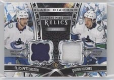 2022-23 Upper Deck Black Diamond Diamond Mine Dual Relics Elias Pettersson/Quinn Hughes #DMDR-PH card