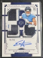 2025 Panini National Treasures Rookie Material Signatures RPS Triple Elic Ayomanor #19 card