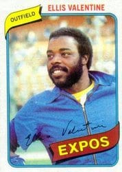 1980 Topps Base Set Ellis Valentine #395 card