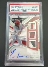2023 Panini Immaculate Collection Prospect Triple Memorabilia Signatures Elly De La Cruz #PTS-EC card