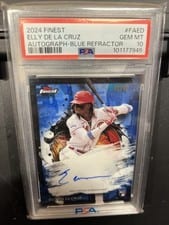 2024 Topps Finest Autograph Elly De La Cruz Blue Refractor #FA-ED card