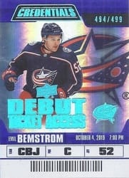 2019-20 Upper Deck Credentials Base Set Emil Bemstrom #129 card
