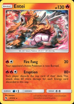 2018 Lost Thunder Entei #47 card