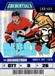 2019-20 Upper Deck Credentials Base Set Erik Brannstrom #128 card