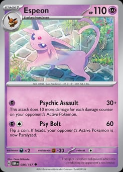 2023 Obsidian Flames Espeon #86 card