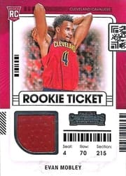 2021-22 Panini Contenders Rookie Ticket Swatches Evan Mobley #RTS-EMO card