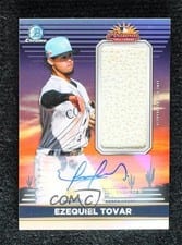 2022 Bowman Chrome 2021 AFL Relic Autographs Ezequiel Tovar #AFLR-ET card