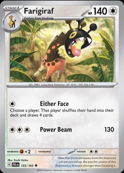 Paldea Evolved Farigiraf #155 card