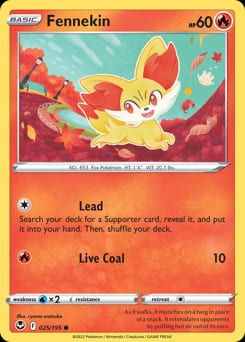 Silver Tempest Fennekin #25 card
